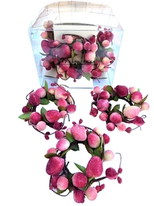 Pier1 Imports Fucsia Cuentas Servilleta Anillo Soporte Set de 7 Frutas Diseño Vid Raro - Imagen 1 de 8