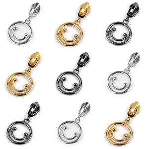 5 Schieber Zipper für Reißverschlüsse mit 5mm Spirale - Smiley - versch. Farben - Bild 1 von 4