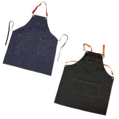 Grembiule lungo per cucina ristorante bar pub enoteca in jeans denim 75x68 cm - Immagine 1 di 4