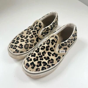 Vans Slip On Leopard Kids Size 3 Animal Print Skateboarding Flocked 500714 READ - Picture 1 of 8