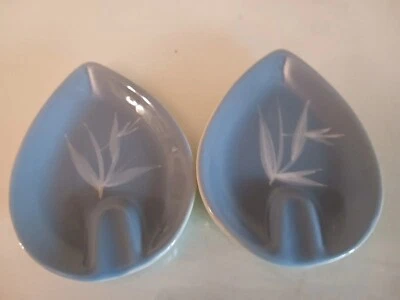 2 Winfield Santa Monica Pottery Small Ashtrays Blue Bamboo Midcentury Modern Pac - Image 1 of 4