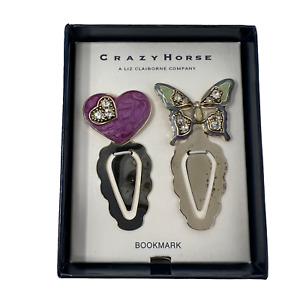 Crazy Horse Bookmarks Liz Claiborne Pink Heart Rhinestone Butterfly