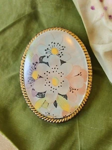 VINTAGE Schal Ring Goldton 3D-Stil Blumen klares Harz klassisch sehr hübsch. - Bild 1 von 10