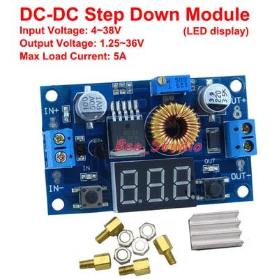 5A LED Voltmeter DC-DC Buck Step-Down Converter power Module 3.3V 5V 9V 12V 24V - Image 1 of 4