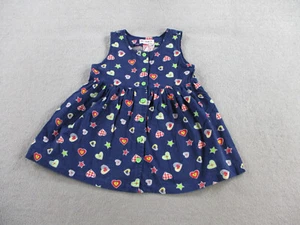 VINTAGE Gymboree Dress Girls Medium Blue Heart Printed Sleeveless Arts Crafts - Picture 1 of 7