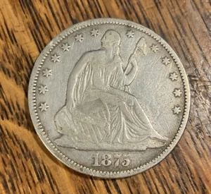 1875 Seated Liberty Half Dollar  147 Years Old - Picture 1 of 2