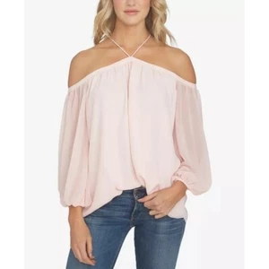 1.STATE - Large Off-The-Shoulder Pink Chiffon Blouse - Picture 1 of 4
