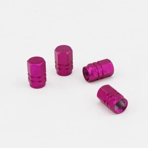 4pcs Universal Purple Aluminum Wheel Tyre Tire Valve Stem Caps Hexagon Style - Picture 1 of 5