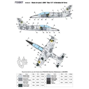 FOXBOT FM 48-017 Scale 1:48 Masks camouflage L-39M1 Blue 112 Ukrainian Air Force - Picture 1 of 12
