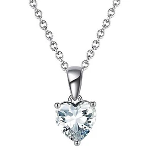 Birthstone Heart Necklace for Women Solitaire Cz Sterling Silver Ginger Lyne - Picture 1 of 19