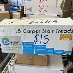 Eden Products 15 pieces BEIGE Carpet Stair Adhesive Treads 30" x 8" NEW IN BOX - Picture 1 of 4