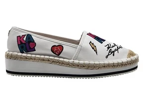Scarpe slip on Karl Lagerfeld donna Bina patch bianche taglia 9,5 - Foto 1 di 7