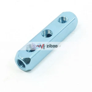 1/4" PT Female Thread 3 Ways Aluminum Air Cylinder Manifold Bl✦Kd - Picture 1 of 2