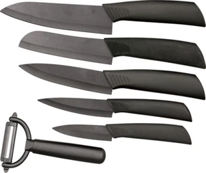 Hen & Rooster  Six Piece Ceramic Kitchen Knife Set 6pc Black Blade 016 - Picture 1 of 1