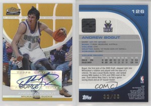 2005-06 Topps Finest Gold Refractor /59 Andrew Bogut #126 Rookie Auto RC