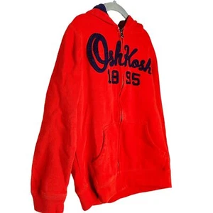 Oshkosh B'gosh Stitch Logo Kids Boys Size 10 Fleece Hoodie Bright Red Jacket - Picture 1 of 5