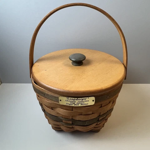 Longaberger Christmas Collection Jingle Bell Basket Liner Protector Lid 1994 Cover