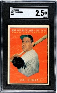 1961 Topps Card #472 -Yogi Berra MVP- HOF- New York Yankees SGC 2.5 - Picture 1 of 2