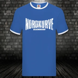 Maglia curva nord blu bianca Ruhrpott miniera Gelsenkirchen carbone maglia S-3XL - Foto 1 di 2