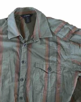Camisa Cloudveil Para Hombres Western Rayas Abotonada Verde  Foto 1 de 4