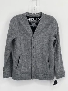 Helix Cardigan Boy's M Button Up Gray Pockets NWT - Picture 1 of 5