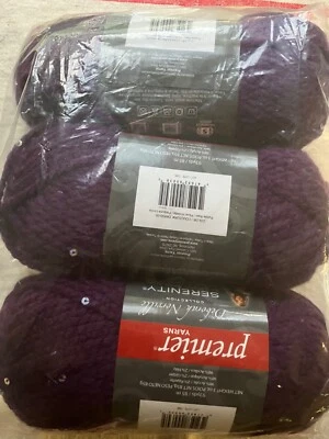 Paquete de 3 lentejuelas gruesas Premier Norville Serenity hilo púrpura lluvia Foto 1 de 3