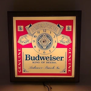 VTG Kribs 1981 Anheuser Busch Budweiser King Of Beers Wall Clock & Light - Picture 1 of 8