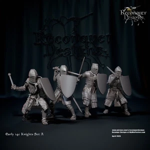 28mm Medieval early 14th Century Dismounted Knights x12 figs SAGA Lion Rampant - Picture 1 of 1