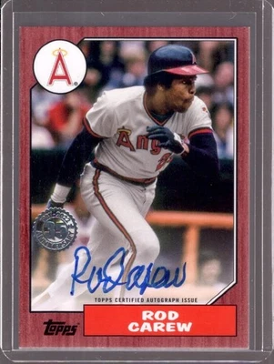 ROD CAREW 2022 Topps Serie 1 1987 35 Aniversario Rojo Autógrafo Automático #24/25 Foto 1 de 2