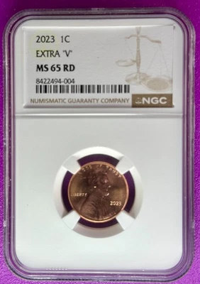 2023 1c Extra "V" VDBV Lincoln Shield Cent NGC MS65RD (004) - Image 1 of 2