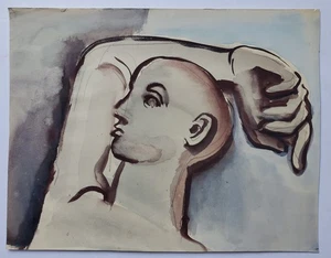 Gemälde Aquarell Männlicher Akt Liegend Edvard Frank Nachlass - Picture 1 of 10