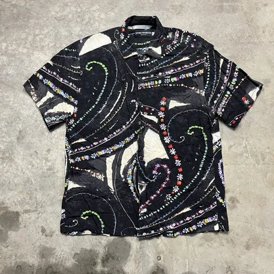 Camisa Aloha Vintage JAMS WORLD 'Gensis' Para Hombres M Negra Cachemira Abstracta Rara Rayón Foto 1 de 4