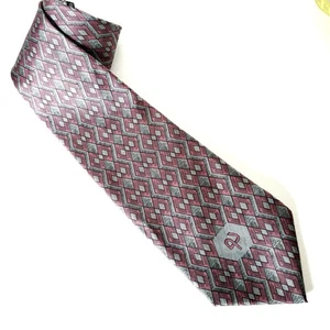 Vintage ARCTIC SLOPE REGIONAL CORP Mens Silk Necktie Pink/Silver 56” Front Logo - Picture 1 of 7
