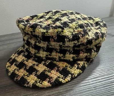 Usado en Excelente Condición Raffaello Bettini Mujer Newsboy Gorra Sombrero Tweed Cuadros Hecho en Italia Foto 1 de 4