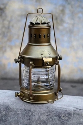 Brass Antique Anchor Oil Lamp – Nautical Maritime Lantern Home Décor Gift - Image 1 of 4