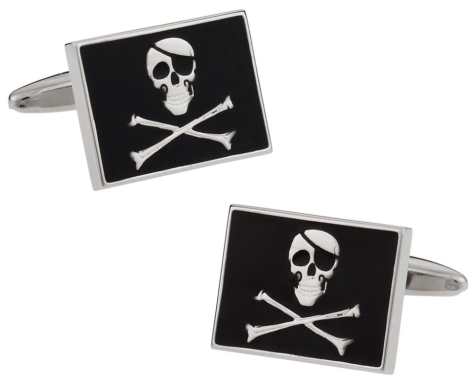 Jolly Roger Skull Pirate Cufflinks with Box, Pirate Flag Pirate Accessories - Image 1 of 4
