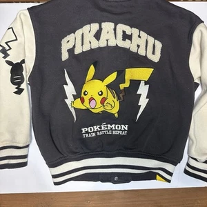 Zara X Pokemon Pikachu Varsity Letterman Jacket Sweatshirt Boys Youth 8-9 Year - Picture 1 of 6