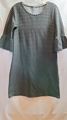 Vestido RENUAR Rayas Manga Campana Línea A Talla 36 (US 4/6) Negro Blanco Carrera Informal Foto 1 de 4