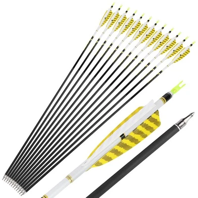 Pure Carbon Arrows SP300-800 Feathers ID6.2 Compound Recurve Bow Archery Hunting - Image 1 of 4