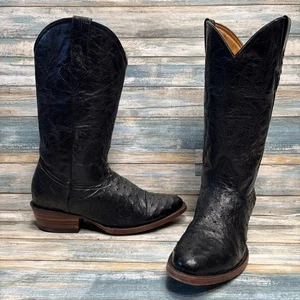 Vintage Pecos Bill schwarz Feder Straußenleder Cowboystiefel Herren 9,5 Mexiko gebraucht, in einwandfreiem Zustand - Bild 1 von 9