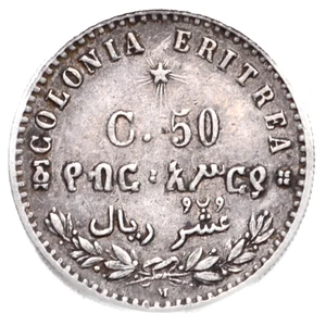 COLONIA ERITREA Umberto I - 50 Centesimi 1890-M Milano 1/10 di Tallero - AG - Imagen 1 de 2