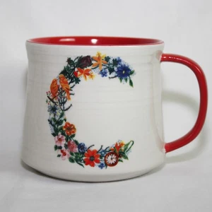 Anthropologie Nathalie Lete Monogram Bouquet Mug C Tea Coffee Latte Cup Flowers - Picture 1 of 9