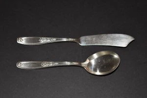 Rogers AMBASSADOR circa 1919 Silver Plate Sugar Spoon & Butter Knife - Picture 1 of 3