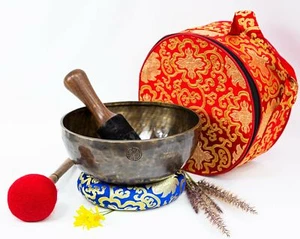 Tibetan 10" Full moon Handmade Singingbowl for chakra healing yoga meditation - Picture 1 of 5