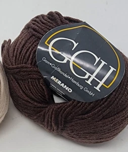 One MERANO Wool Skein GGH Garn GroBhandel Hamburg 50g Yarn Brown - Picture 1 of 8