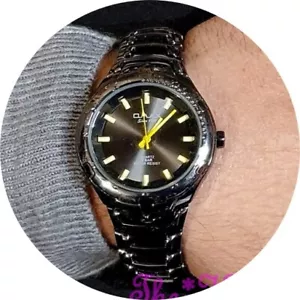 OMAX 5atm Clásico Tono Negro Acero Inox Seiko Movt Elegante Unisexo Reloj DBA129 - Imagen 1 de 11