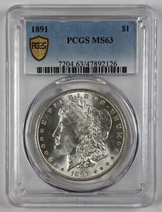 Dólar de plata Morgan 1891 pcgs ms63 - Imagen 1 de 3