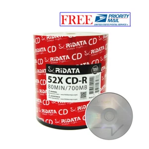 Paquete de 100 discos grabables con logotipo de marca Ridata CD-R 52X 700 MB/80 min - Imagen 1 de 3