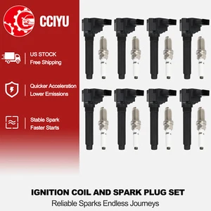 CCIYU 8 Ignition Coil + 8 Spark Plug For 2013-2016 Audi S6 S7 S8 V8 4.0L - Picture 1 of 8