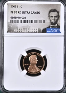 Lincoln Penny Proof 2003 S Proof 1C NGC PF70 RD Ultra camafeo - Imagen 1 de 2
